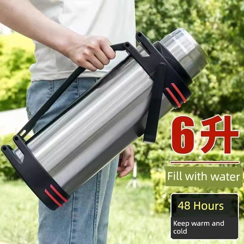 Outdoor Portable Stainless Steel Thermos for Men and Women, Large Capacity Thermos Cup for Car, Construction Site, Home Use, Anti-Drop Thermos Bottle