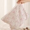Zipper Closure Pink Bow Corduroy Cosmetic Bag Minimal Design Soft Touch Makeup Organizer for Daily Skincare Storage
