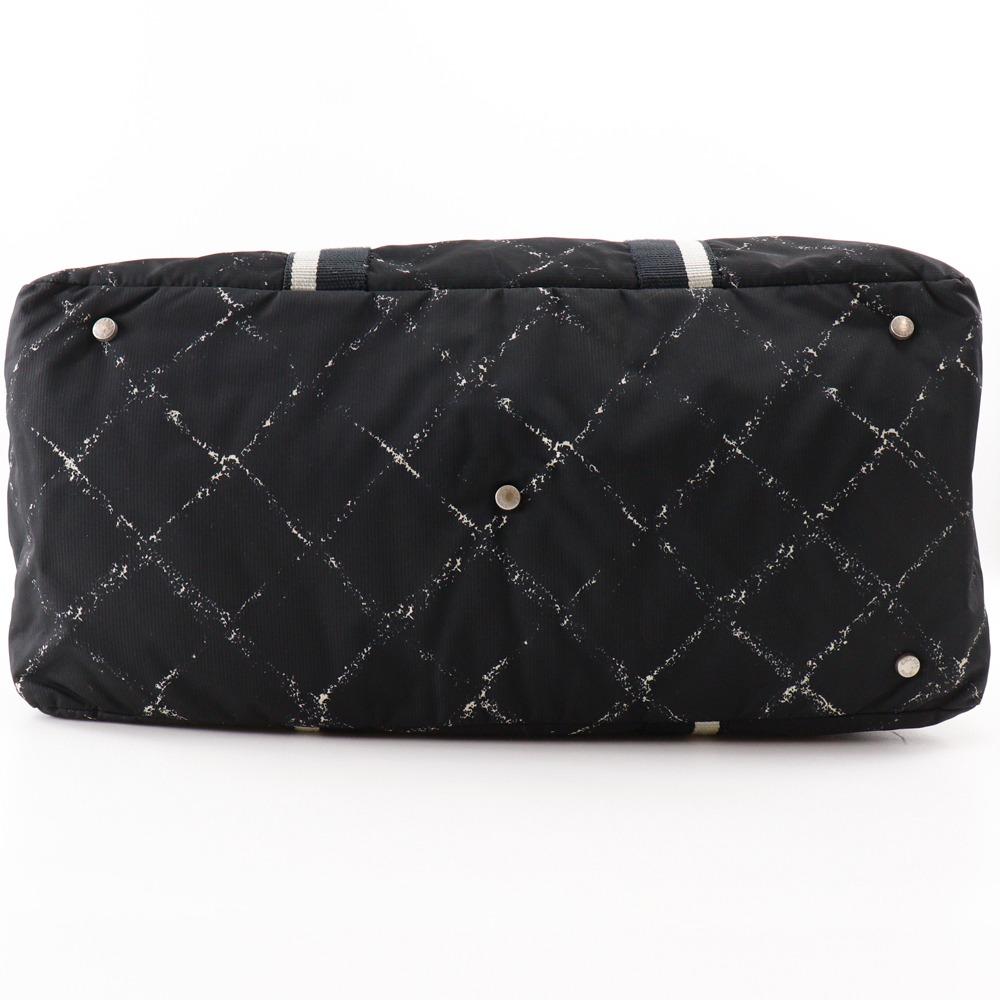 CHANEL Travel line Boston bag black Nylon canvas Women Used