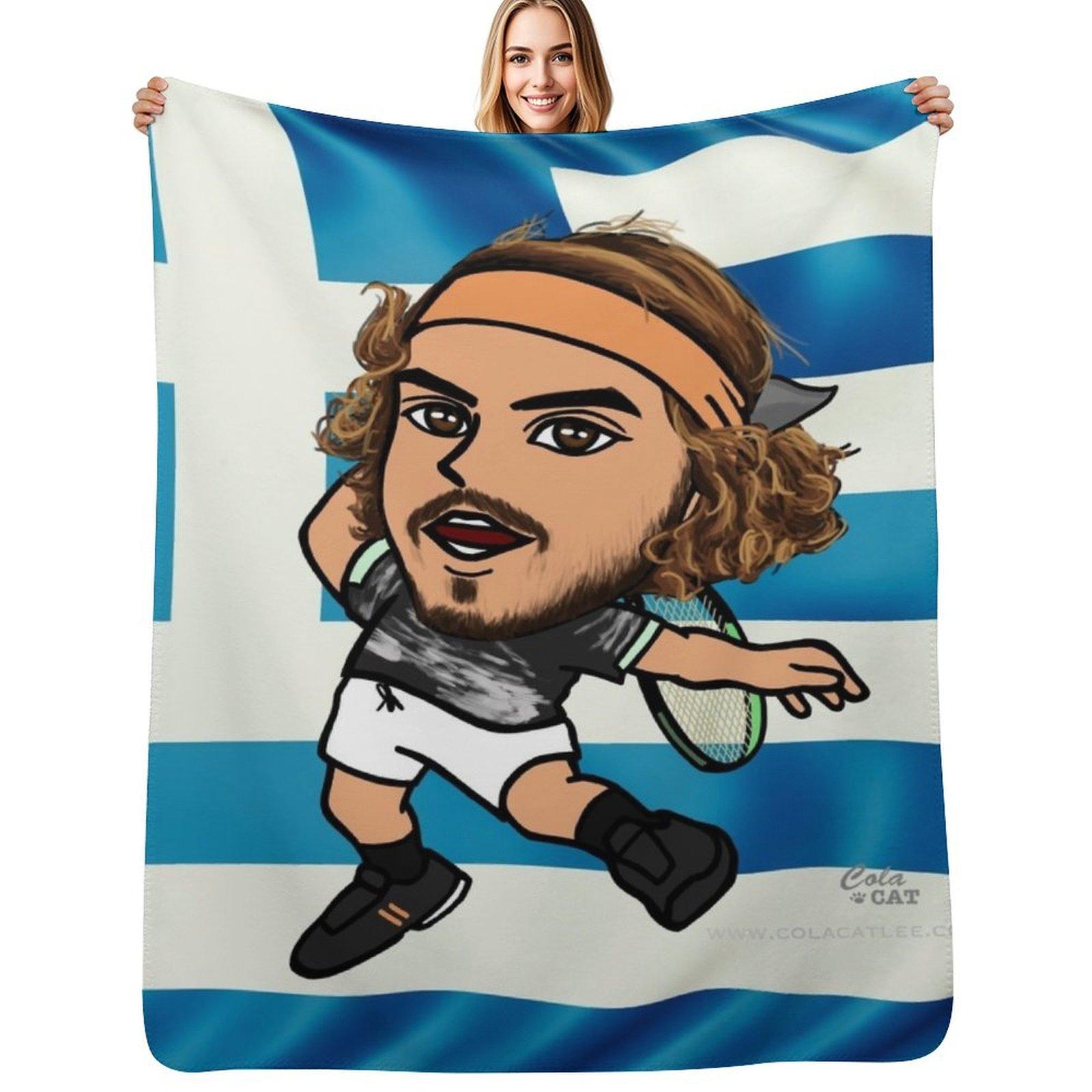 Stefanos Tsitsipas Throw Blanket Fuzzy Plush Throw Blanket for Sofa Chair Size: 75*100cm, Weight: 230 GSM