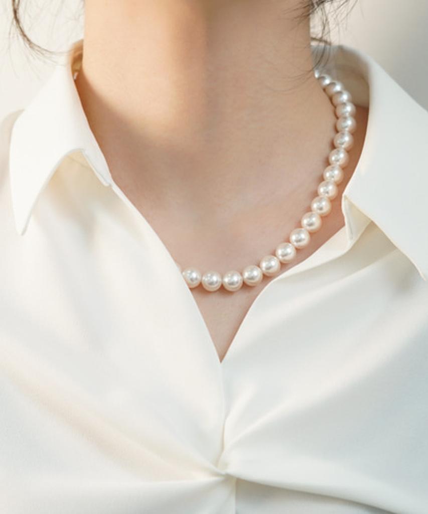 Alleun Swarovski Pearl Necklace Silver 925 Choker 10Mm