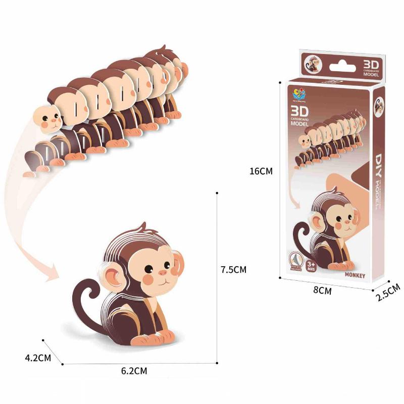 1 Zestaw Edukacyjne Zabawki Montessori Dla Dzieci Zabawna Ręczna Montaż DIY Model Trójwymiarowy Zwierzę Puzzle 3D Z Papieru Zabawka Dla Chłopca Dziewczynki