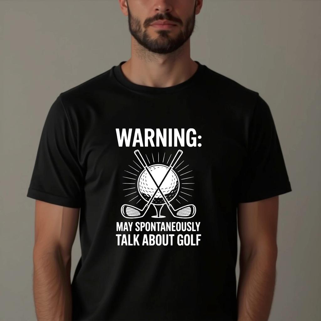 Funny Golf Slogan T-Shirt, Warning May Talk About Golfer Dad Gift Graphic Tee