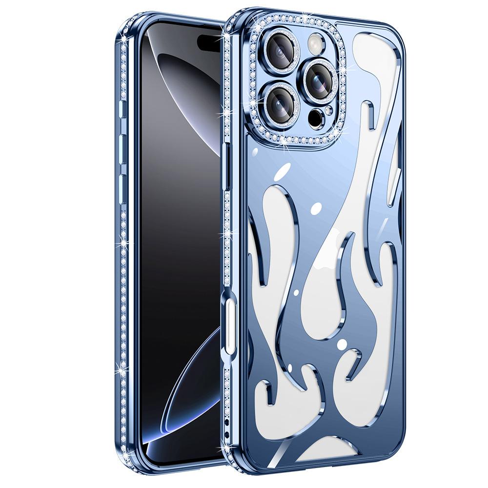 Flame Hollow Heat Dissipation Case for Apple 16promax Phone Case for IPhone 15 Rhinestone 14 Anti Drop Protective Cover