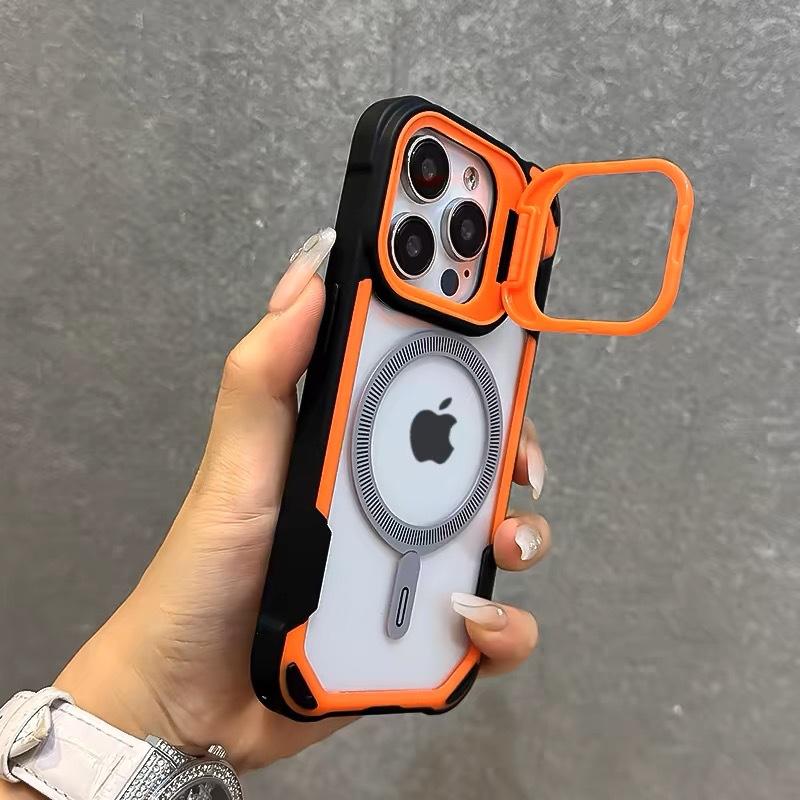 Applicable To Apple 17 Mobile Phone Case 16 Creative Lens Holder iPhone15promax Magnetic Attraction Anti-drop Transparent and Simple