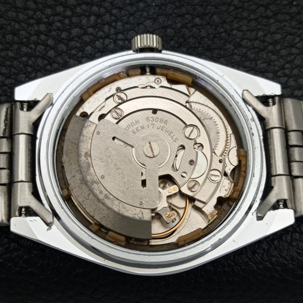 REFURBISHED SEIKO 5 AUTOMATIC 6309A VINTAGE JAPAN MENS BLACK WATCH A440877-4 Sk-a440877