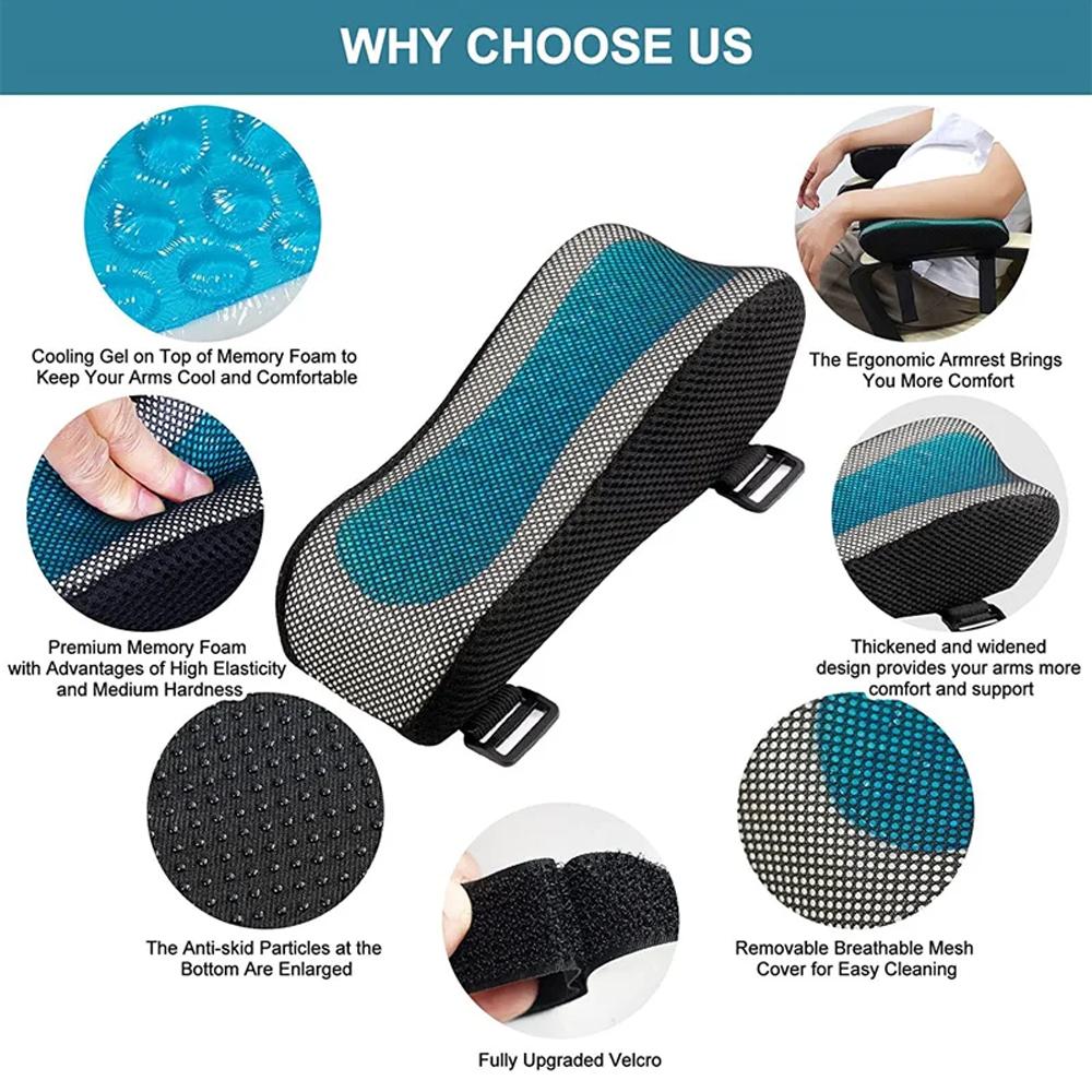 1Pcs  Thick Memory Foam Armrest Pads For Desk Chair Office Chair Armrest Pillow Ergonomic Support For Home And Office Use