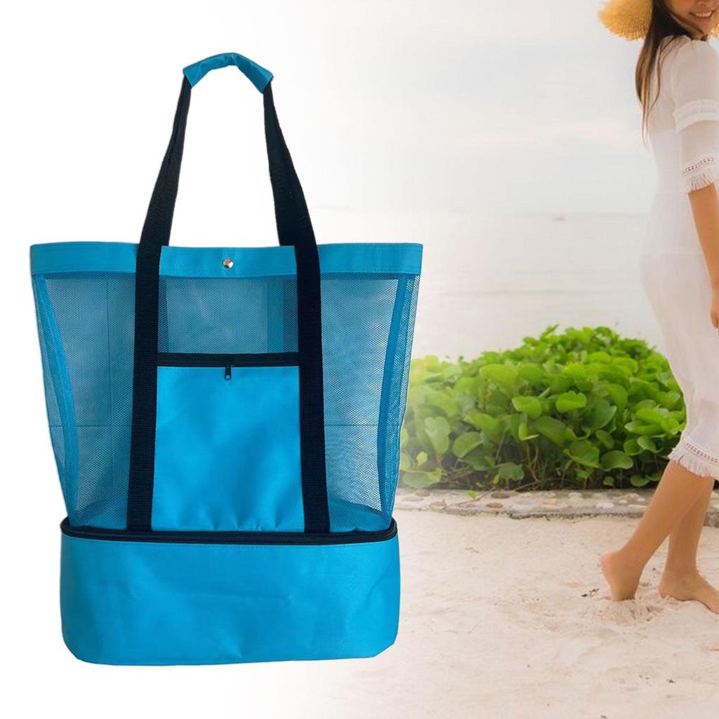 Beach Tote Bag with Insulated Cooler Lightweight Container Bag Transparent Cooler for Grocery Women & Men Office Shopping Snacks