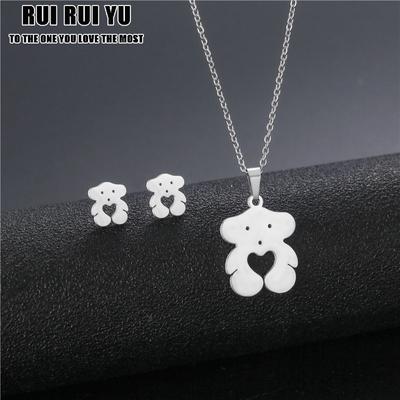 RUI RUI YU Neue Ins Mode Hip Hop Trend Einfache Liebe Bär Anhänger Nische Design Halskette für Frauen Edelstahl schmuck für Frauen