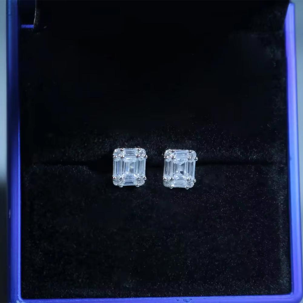 Zircon Blanc Vente en Gros Boucles d'Oreilles Puces Argent 925 Femme Occidentales