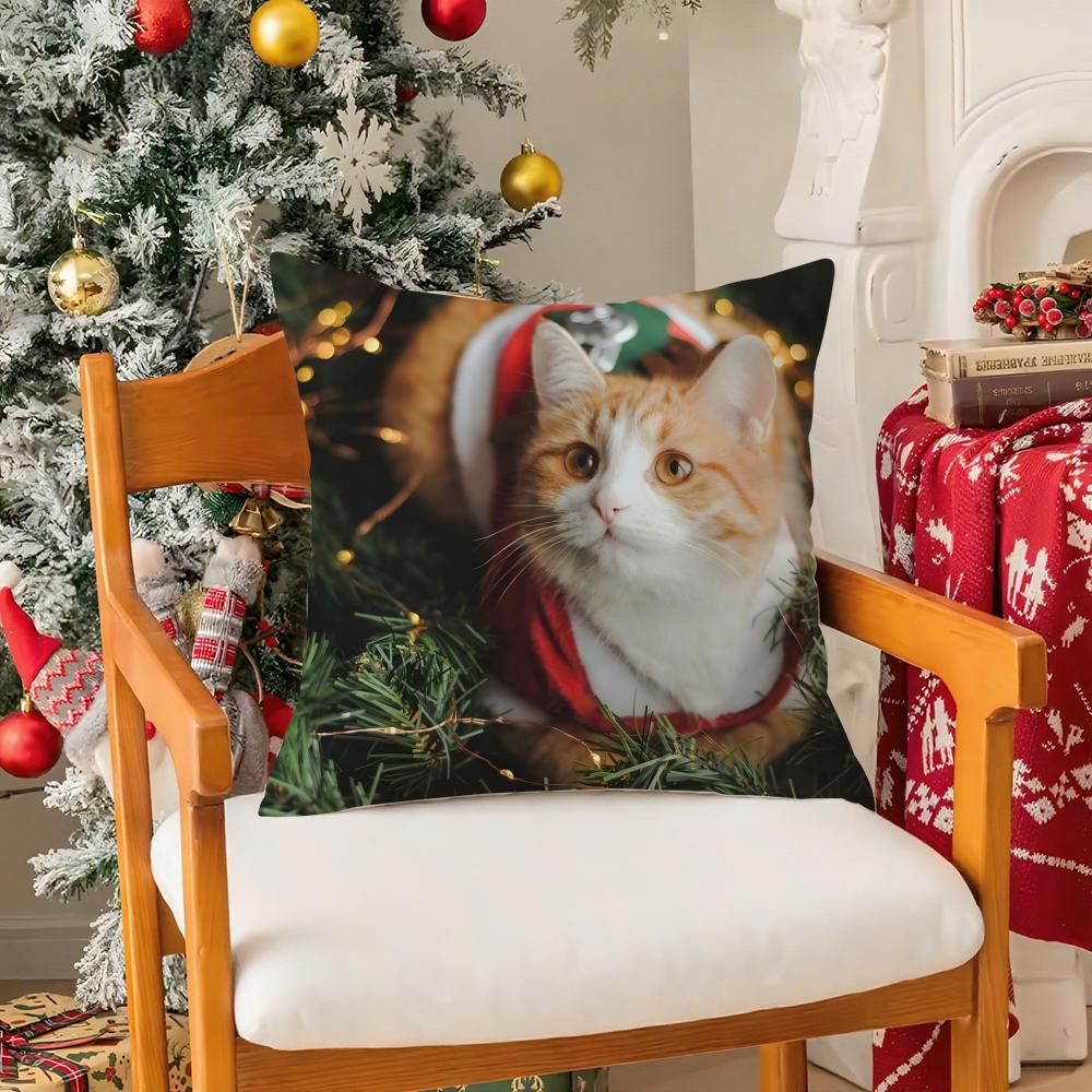 Fantasy And Quirky Animal Christmas Pillow Case Silky Short Plush With Invisible Zipper Dustproof Sofa Cushion Cover