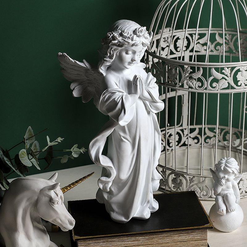 Nordic Creative Resin Angel Figurine, Modern Angel Sculpture Decorative Desktop Ornament