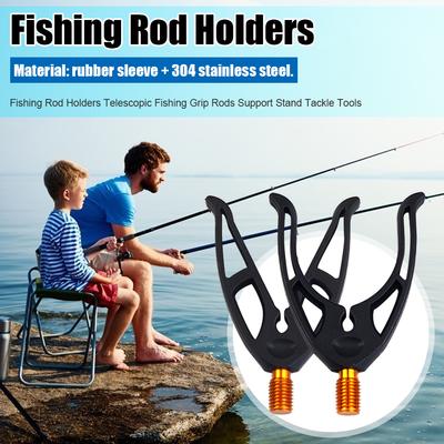 V/U-Head Carp Fishing Rod Rest Stainless Steel Fishing Rod Holder Rod Grips Rest for All Fishing Pods