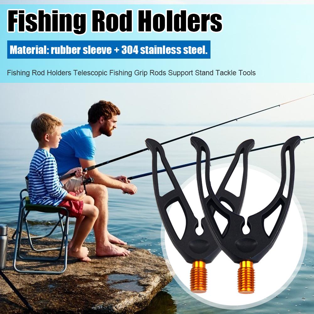 V/U-Head Carp Fishing Rod Rest Stainless Steel Rod Butt Rests Gripper Rod Grips Rest Fishing Accessories