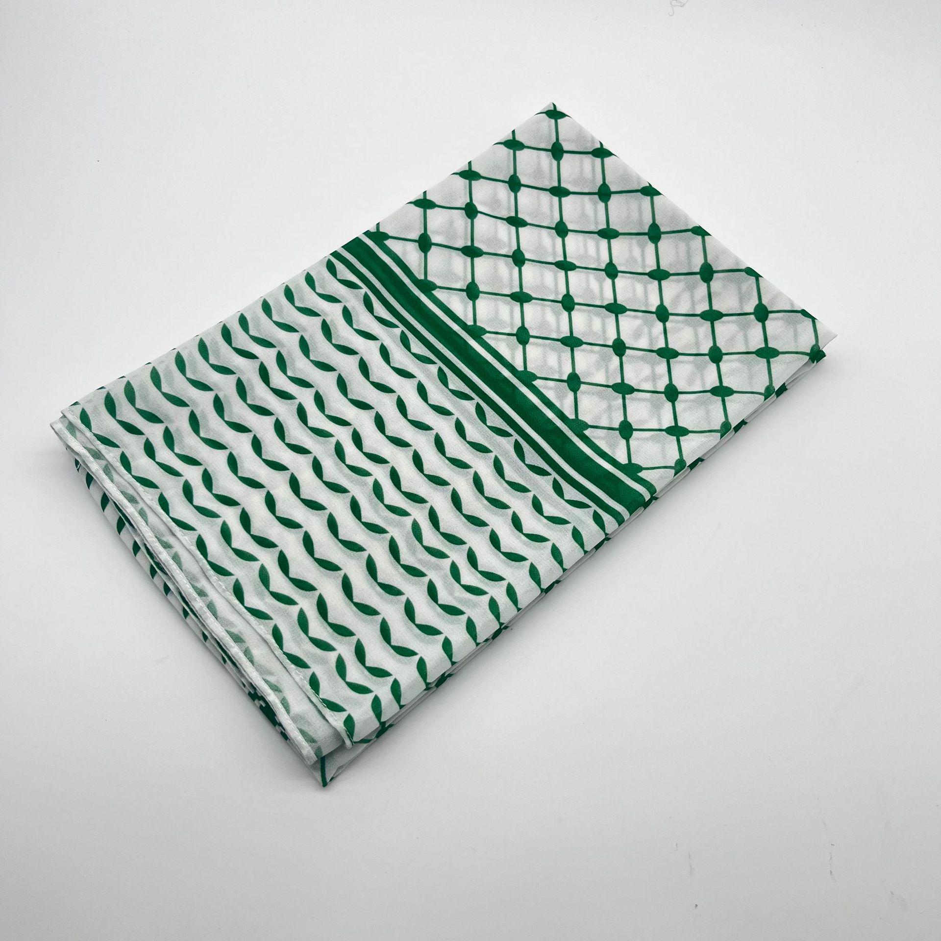 

2024 Горячая Распродажа Кеффия Хиджаб: Шифоновый шарф с арабским принтом из Ближнего Востока, Дубая и Турции 180cm зелёный