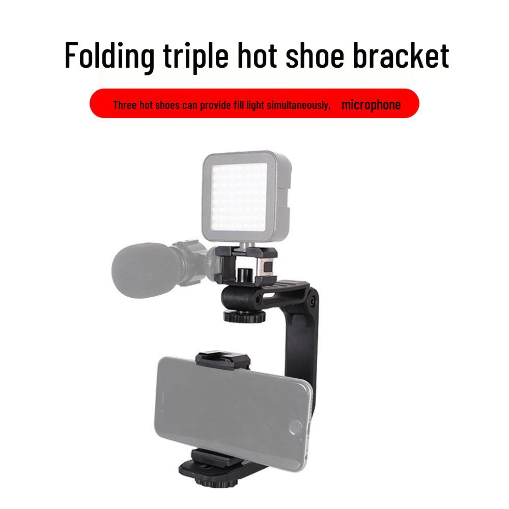 Portable U-Shaped Handheld Stabilizer with Flash Mount for SLR Cameras and Mobile Phones