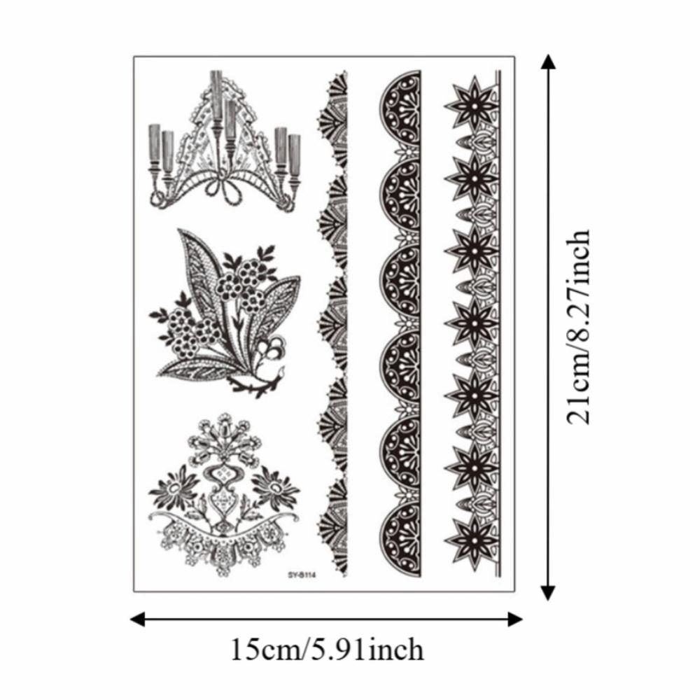 Adesivos de Transferência de Água Tatuagem Temporária de Henna Índia Mehndi Flor Arte Corporal Adesivo Mulher/Senhora/Menina