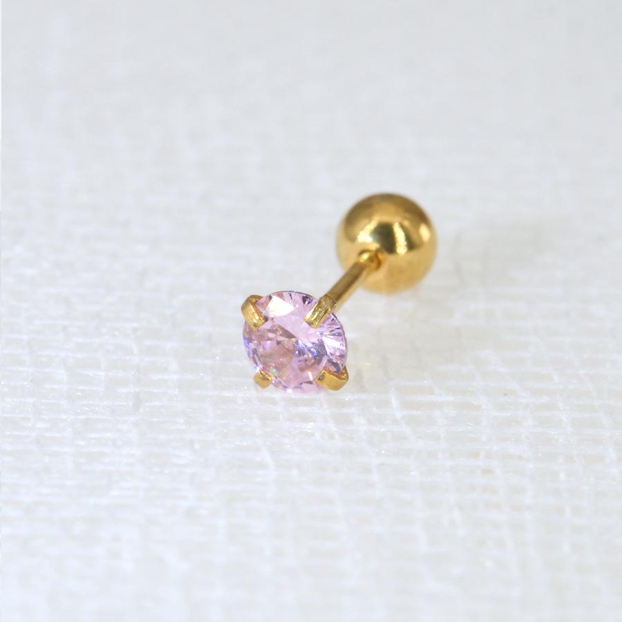 0.8mm Thick Minimalist Zircon 3-Prong Stud Earrings, Stainless Steel Screw for Ear Cartilage, Available in 1.5-5mm.