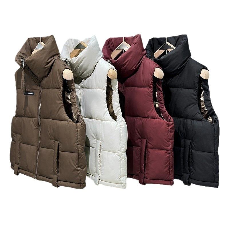 Down cotton vest women's short autumn and winter new stand-up collar fashion vest vest vest vest outer wear
