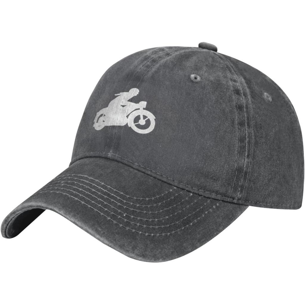 Motorcycle Rider Baseball Cap Washed Cotton Distressed Dad Hat for Unisex Women
