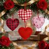12 Bucăți Material Feltru Inimă Ornament Suspendat Roșu Roz Inimă cu Model Buffalo Plaid pentru Ziua Îndrăgostiților Nuntă Petrecere Meșteșuguri DIY
