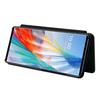 Dla LG Wing 5G Etui z Teksturą Włókna Węglowego, Poziome Flip, TPU + PC + Skóra PU z Miejscem na Karty
