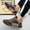 Men’s Sports Shoes Black Skateboard Shoes Student Fashion Printed Running Sneakers Plus Size