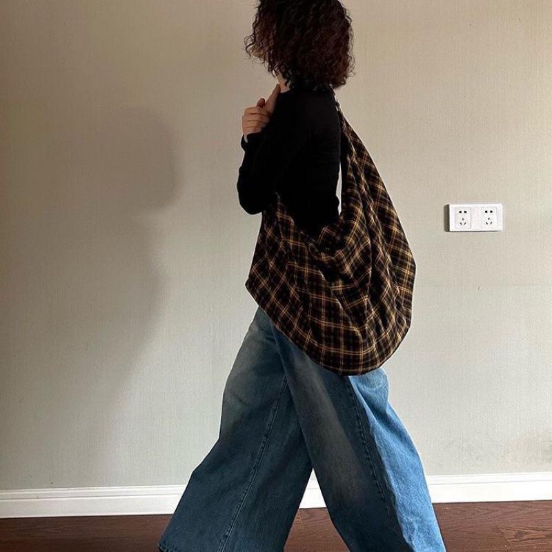 2024 Yellow Plaid Large Capacity Versatile Backpack/Shoulder Bag