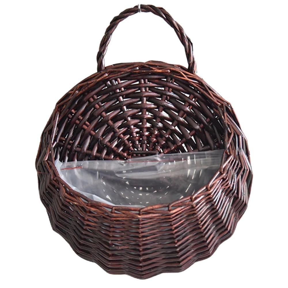 Pastoral Rattan Planter Basket Wall Hanging Woven Vase Storage Container Flower Pot  Indoor Outdoor