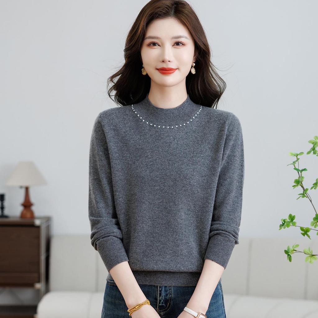 Hengyuanxiang 2025 High Neck Cashmere Sweater for Women, Autumn/Winter Thick Knitwear for Middle-Aged & Elderly.