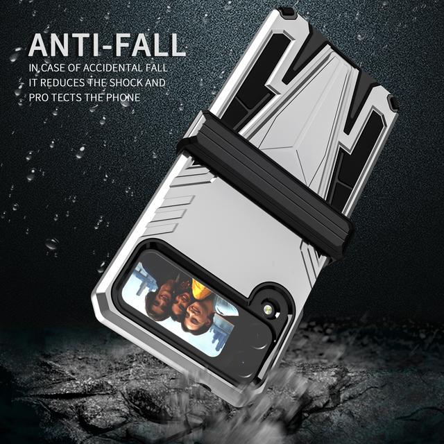 

Двухслойный модный чехол с защитой от царапин для Samsung Galaxy Z Flip4 5g Flip 4 Zflip4, противоскользящий чехол для телефона for Galaxy Z Flip 4 серебряный