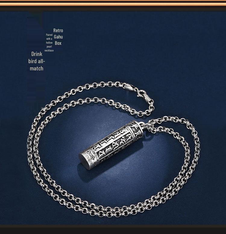 Collier Mantra Shurangama à Six Caractères Ethnique - Pendentif Ouvrable, Cadeau Amulette pour Couple