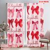 2pcs,2D Plane Printing Curtains Bow Elegance Durable 100% Polyester Fabric (without Rod) Home Decor Perfect for Bedroom, Office,