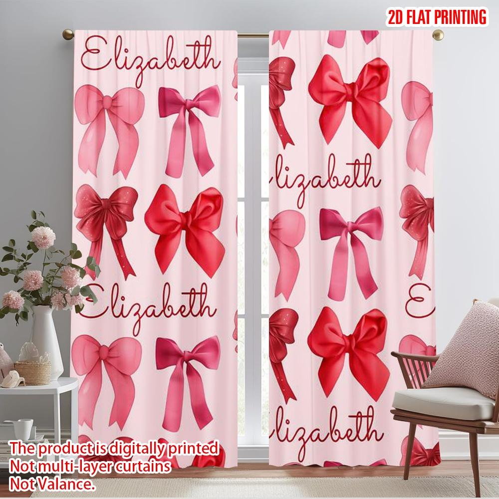 

2pcs,2D plane printing Curtains Bow Elegance Durable 100% Polyester Fabric (without rod) Home Decor Perfect for Bedroom, Office, 52.50×116.00 CM 2pcs