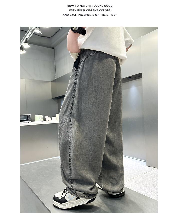 Boys' summer pants 2026 new item, mid size children's summer boys' leg binding children's thin wide leg workwear, mosquito proof pants