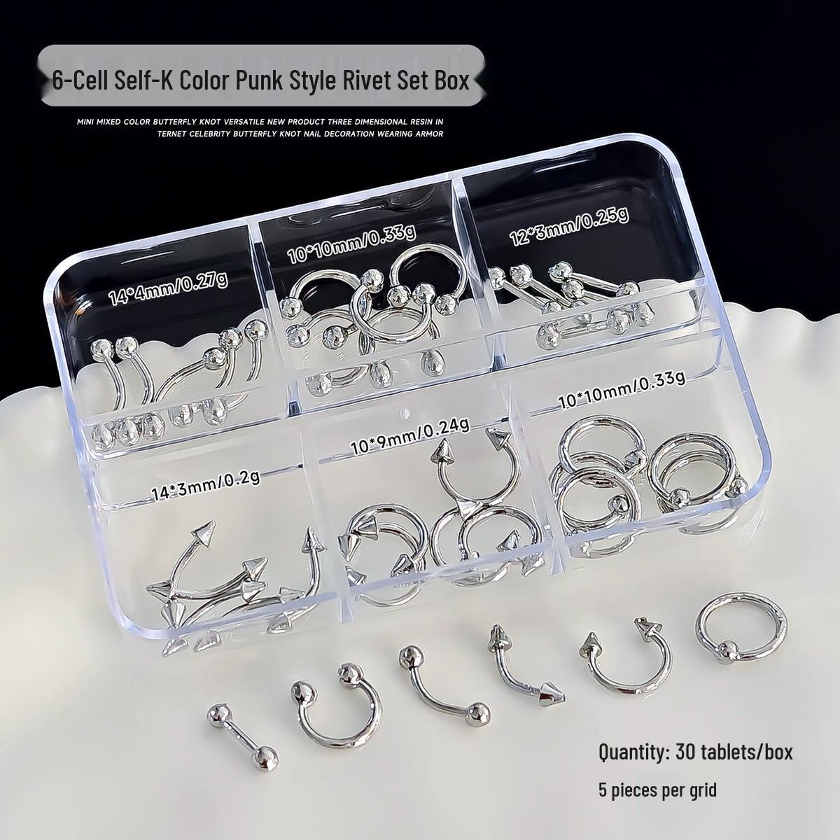 Retro Spicy Girl Punk Nail Art: Silver Rivet Studs for DIY Dark Style Manicure