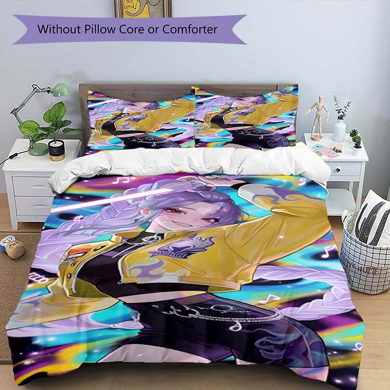 3pcs KPop Demon Hunters26 Design Cover Set - HD Printed Bedding with 1 Cover and 2 Pillowcases - Perfect for Home and Dorm Decor