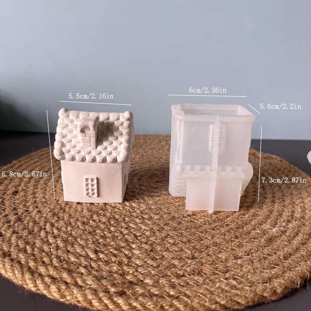 Christmas Cottage House Drip Mould Plaster Cottage Candle Aroma Ornament Silicone Moulds