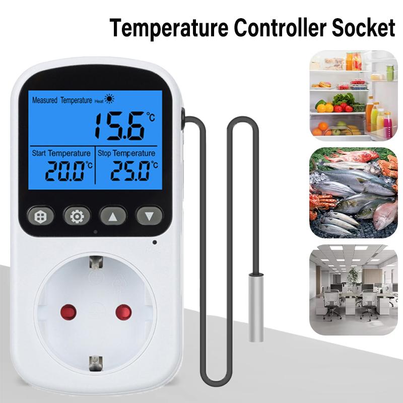 EU Outlet Plug Digital Thermostat Socket Temperature Controller Timer Switch Accuracy Cooling Heating Regulator Thermometer