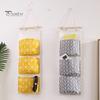 Storage Pouch Wall Hanging Bag 3 Pockets Waterproof Cotton Flax Home Organizer Closet Door for Living Room