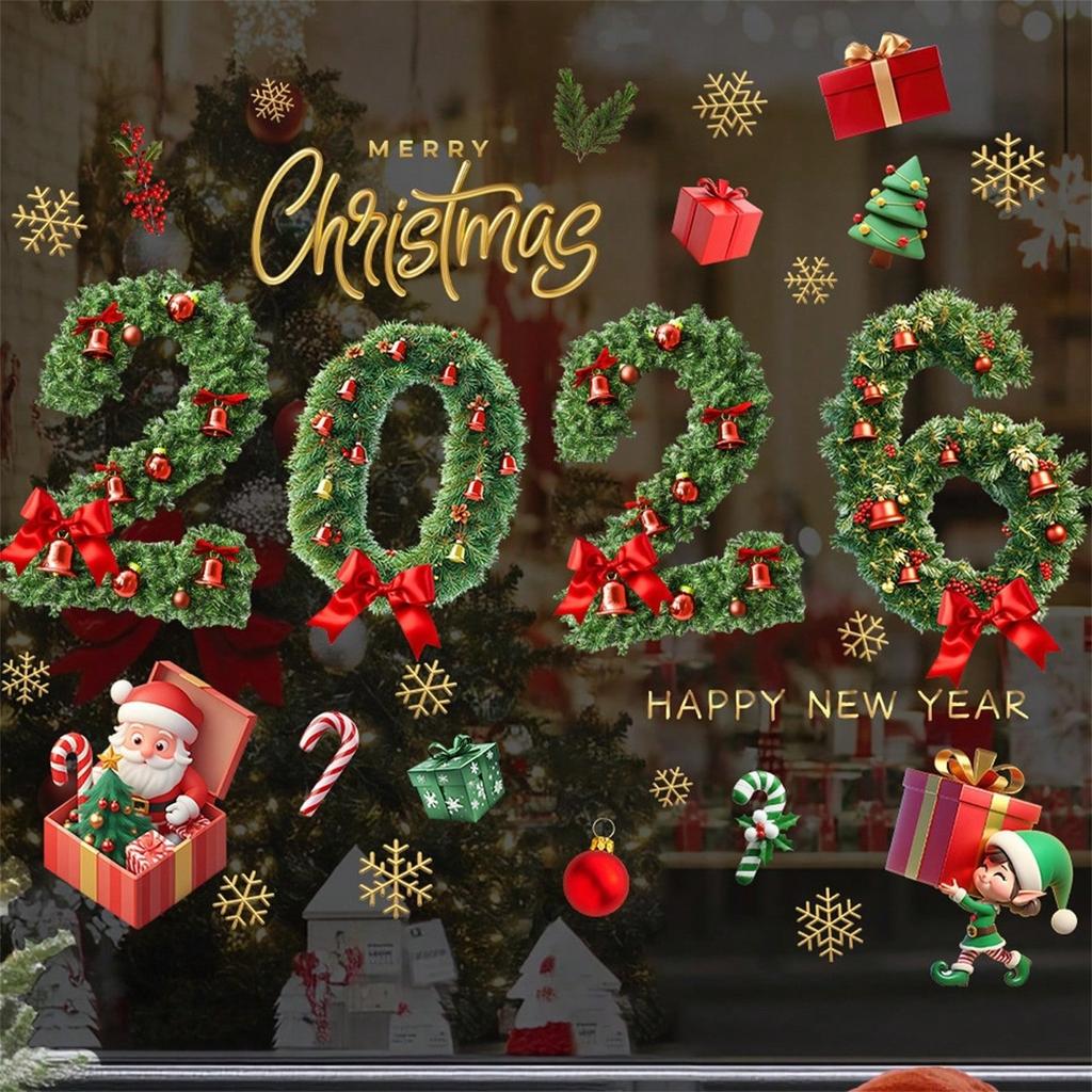 Christmas Santa ClausChristmas Gift 2026 Combination Wall Stickers Window Stickers New Year Stickers