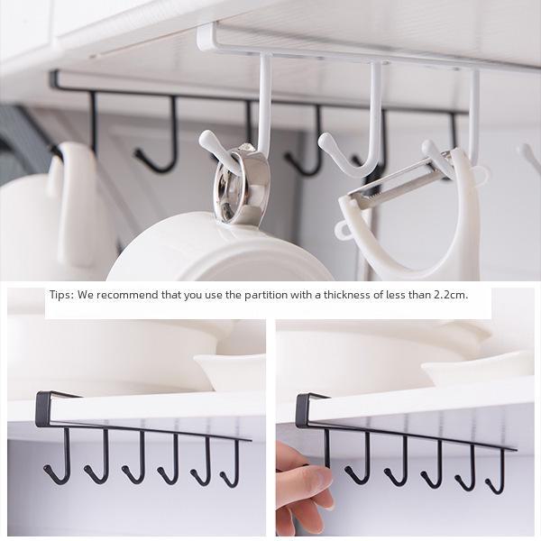 Wrought Iron Kitchen Cabinet & Wardrobe Storage Rack with Multifunctional Traceless Hooks