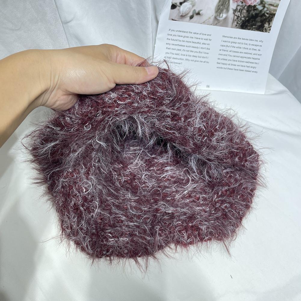 1Pc Retro Women Plush Bucket Hats universal Casual Show Face Warm Hats Autumn and Winter Versatile Multi-purpose Knitted Cap