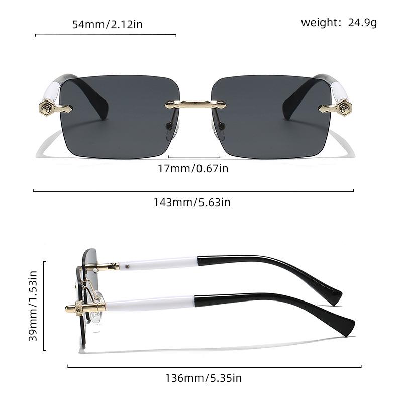 Frameless Cut-Edge High-End UV Protection Square Sunglasses