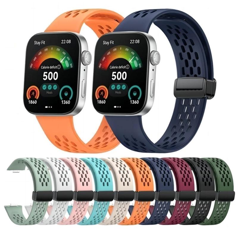 Comfortable Silicone Band with Magnetic Lock Breathable Accessory Sweat Resistant Silicone Watch Strap for Watch Fit3