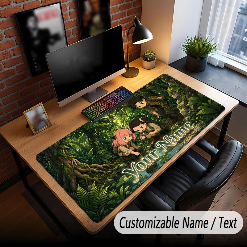 Custom Name Extended Mouse Pad,Spy × Family Gaming Desk Mat For Home Office Desktop Decor