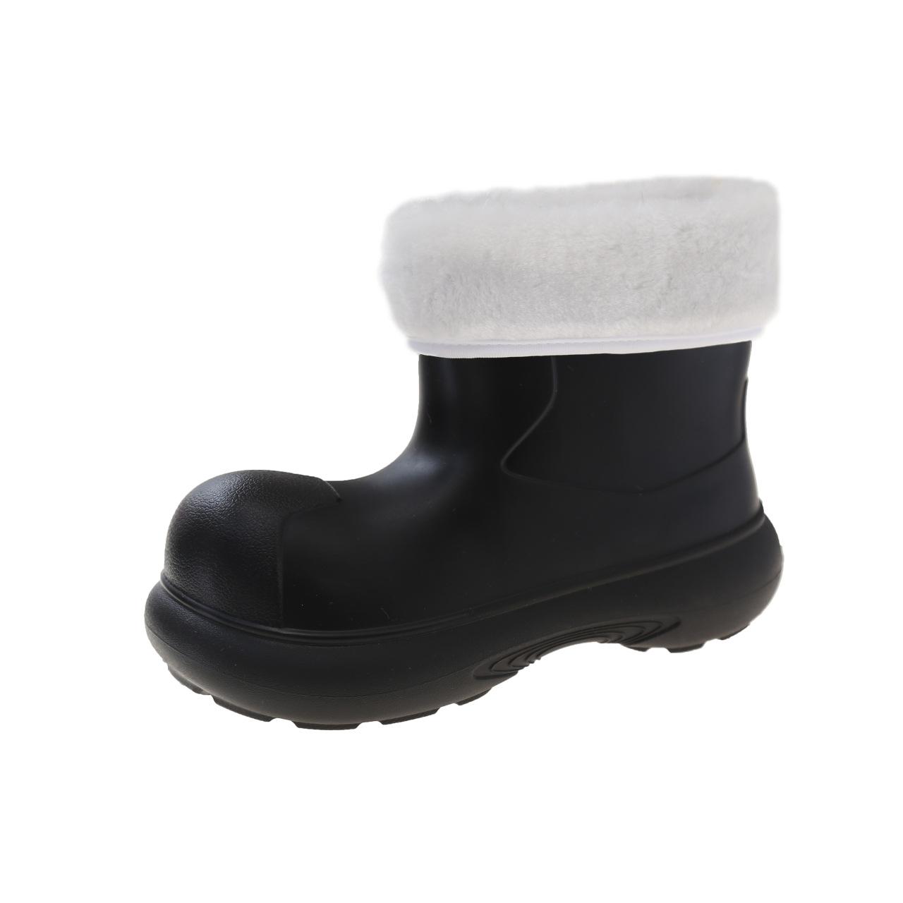 

Товстопідошовні оксамитові потовщені теплі короткі снігові чоботи для жінок 2024 зима велика голова милі пухнасті на одній педалі дощові чоботи тренд 39-40 чорний