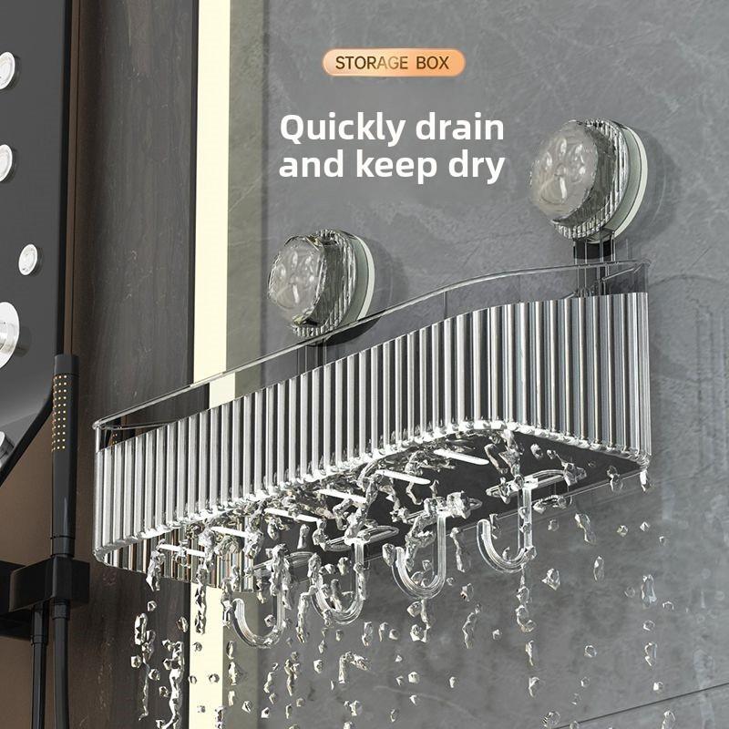 Suction Cup Bathroom Sink Cosmetics Storage Box - No Drilling Required Wall-Mounted