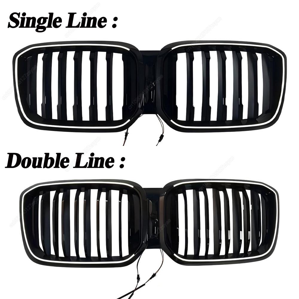 Car Front Bumper Kidney Grill Grilles With LED Lights For BMW X3 X4 G01 G02 2022 2023 2024 LCI ABS Gloss Black Bodykits Tuning