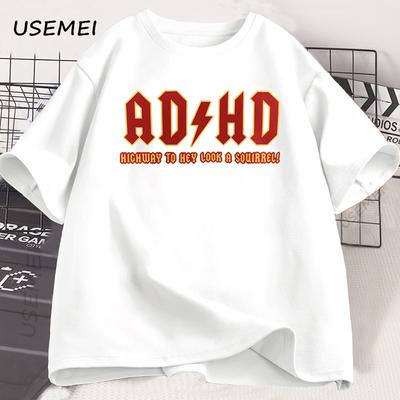 Funny T Shirt ADHD Highway T-shirt Heavy Metal Rock Style Printed Tshirt Cotton Short Sleeve Round Neck T Shirt Mens Clothes